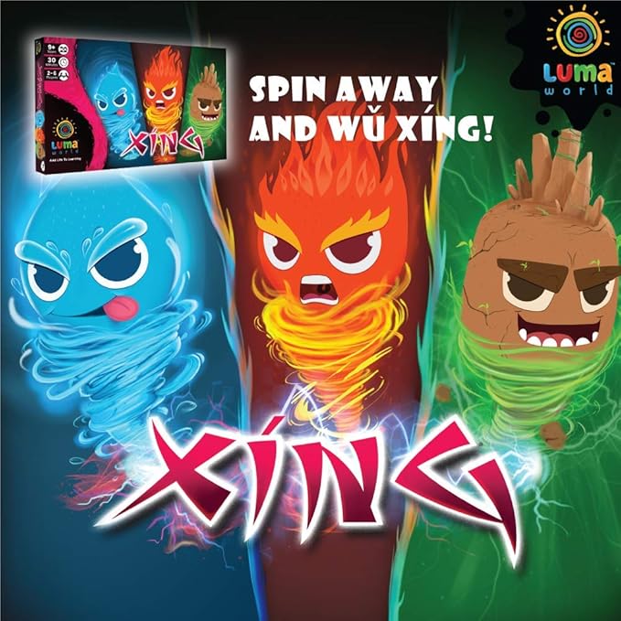LUMA WORLD ADD LIFE TO LEARNING Educational Board Game Xing for 9 Years to Learn Factors, Multiplication, Mental Maths & Problem Solving, Elements Theme with Action Spinners & Tokens, 2 to 4 Players