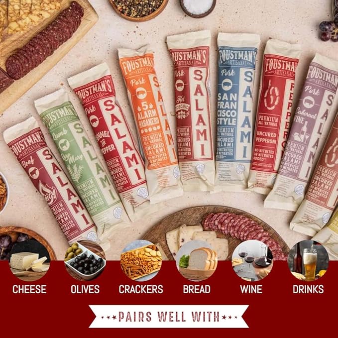 Foustman's Artisanal Salami, Nitrate-Free, Naturally Cured, (Pack of 3) (Lamb Rosemary)