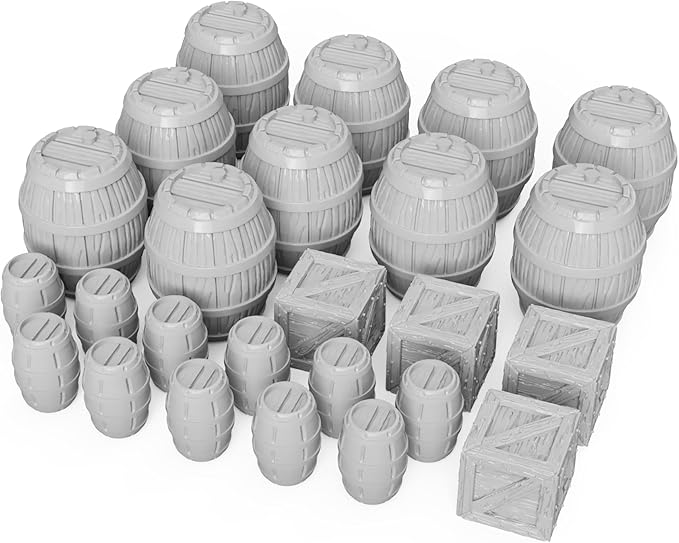 3DEGOS Barrels and Crates Set DND Terrain 28mm for Dungeons and Dragons, D&D, Pathfinder, Warhammer 40k, RPG, Miniatures, Age of Sigmar, Tabletop, D and D, Dungeons and Dragons Gifts