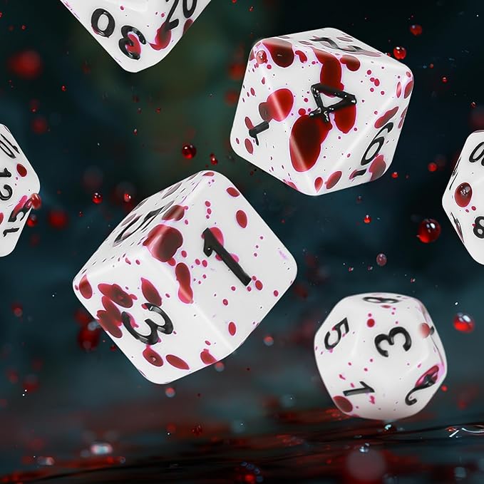 OriCraft Vampire Dices D20 Red Dot Dice DND Dice Set Realistic Halloween D20 Splatter Dices Polyhedral Role Playing Game Dice Dungeons and Dragons Dice