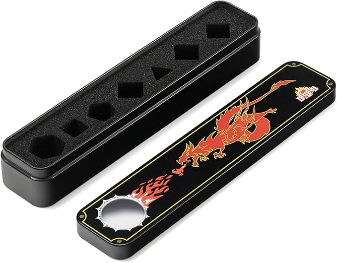 DNDND Metal Dice Set, 7 Pieces Polyhedral Dragon Scale Metallic Die with Gift Metal Case for Dungeons & Dragons D&D (Purple with Silver Edge)