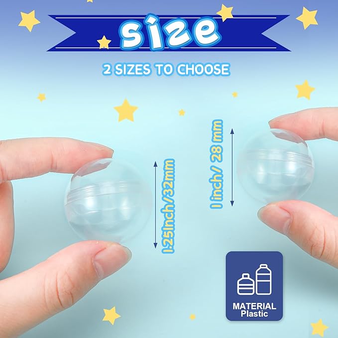 Libima 300 Pcs Gumball Machine Capsules Round Capsules 1.1" 1.25" Vending Machine Capsules Empty Clear Balls Toys Small Gumball Containers for Surprise Prize Party Favor (Clear)