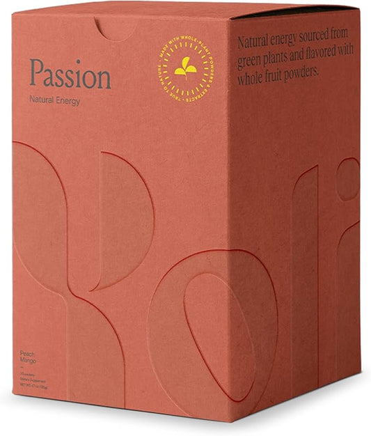 Yoli Passion Energy Drink Powder Mix - Natural Energy Drink Mix for Endurance and Stamina, 30 Packets - Peach Mango Flavor