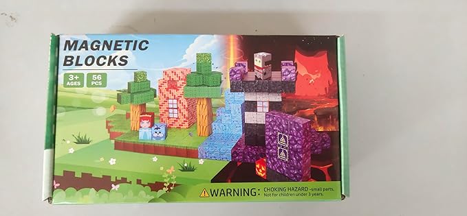 Magnetic Blocks -Adventure at Lava World Blocks Set - Magnetic Cubes Building Blocks Toys for Halloween Christmas Birthday Gift - STEM Sensory Toys for 3+ Years Old Girl Boys