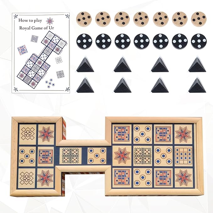 Wooden Royal Game of UR,Ancient Strategy Board Game for 2 Players,Beautifully Designed Board with Storage Drawers,Over 4500 Years Old (Orange)