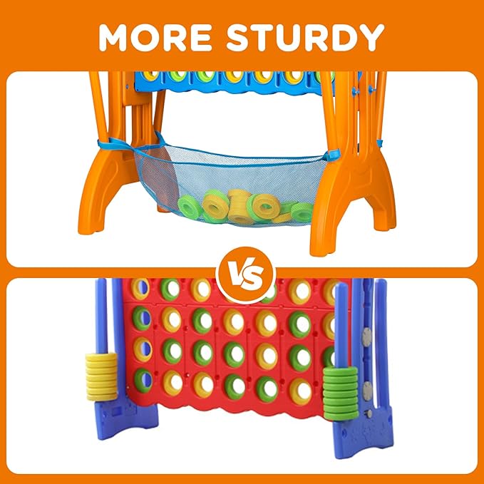 Ayeboovi Giant 4-in-A-Row, Jumbo Connect Game with Adjustable Height, Yard Game for Kids and Adults, 4-to-Score Family Game with Mesh Pocket
