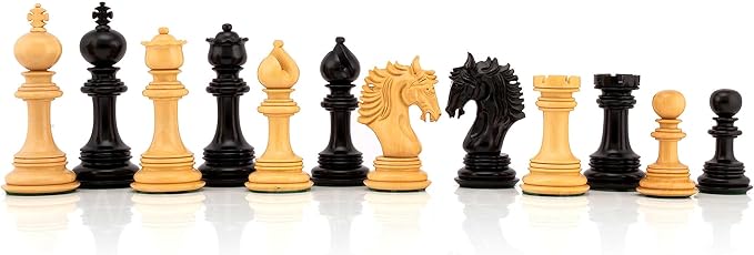 4.5” The Empero Luxury Artisan Series Chess Pieces Only - Triple Weighted (Ebony & Boxwood)