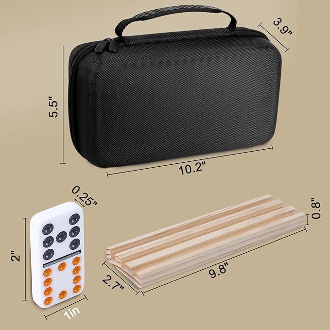 BATURU Double 12 Mexican Train Dominoes Set, Durable Dominos Set for Adults, 91 Dot Tiles with Carry Case, Fun Board Games for Adults & Family Game Night, Travel Games, Easter Basket Stuffers(4 Racks