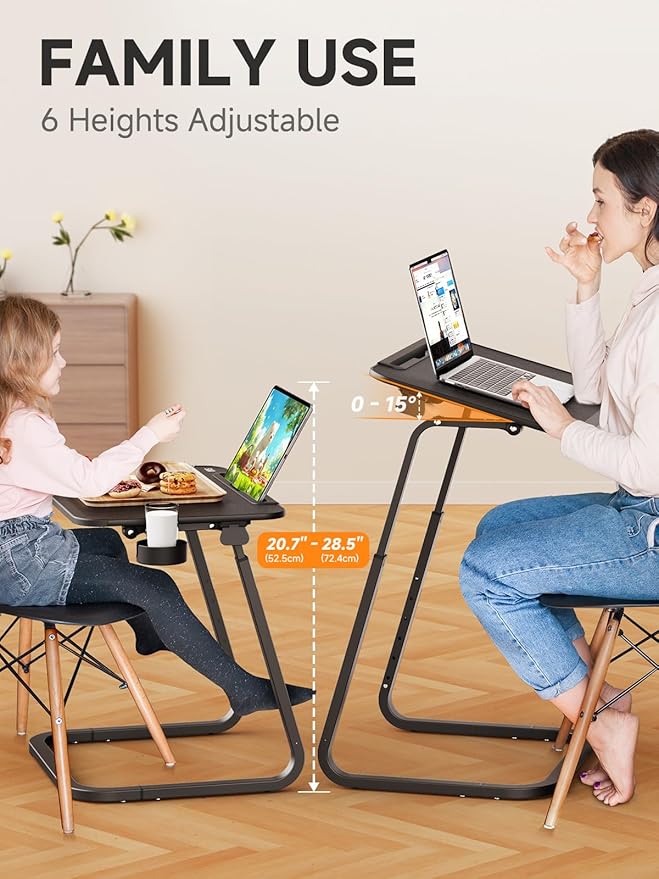 SAIJI TV Tray Table - Heavy Duty Extra Large TV Trays, Upgraded Dinner Trays for Eating on Couch, Tilt & Height Adjustable Snack Table Laptop Desk for Sofa, Bedside and Recliner