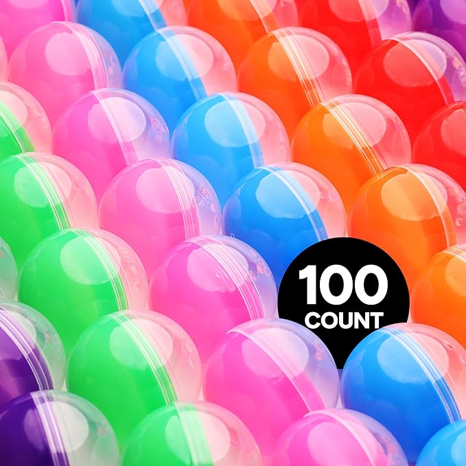 Capsule Vending Machine Translucent Round Capsules Empty 100 pcs 2 inch - Gumball Machine Capsules Bulk Party Favors Containers - Easter Basket Stuffers Gifts Pinata Stuffers DIY Craft Supplies