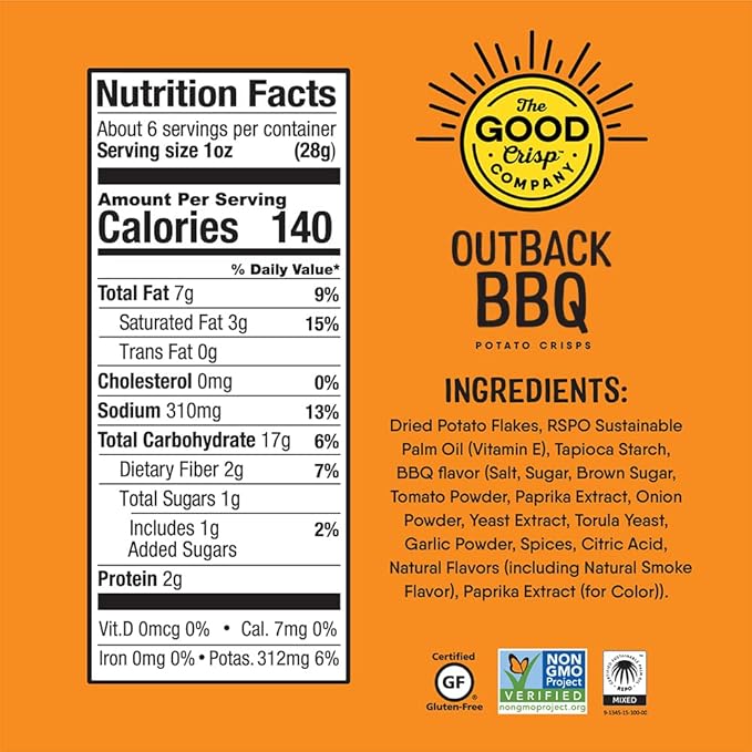 The Good Crisp Company, Potato Chips Variety Pack, 5.6 Ounce Canisters, Pack of 4 (Variety Pack) Non-GMO, Allergen Friendly, Potato Chip Snack Pack, Gluten Free Snacks