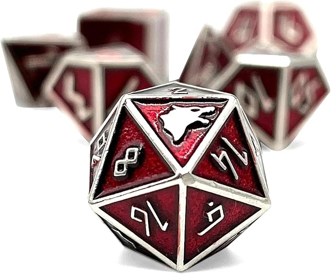 Norse Foundry Set of 7 Vampire Blood Norse Series Full Metal Polyhedral Dice RPG Math Games DND Pathfinder