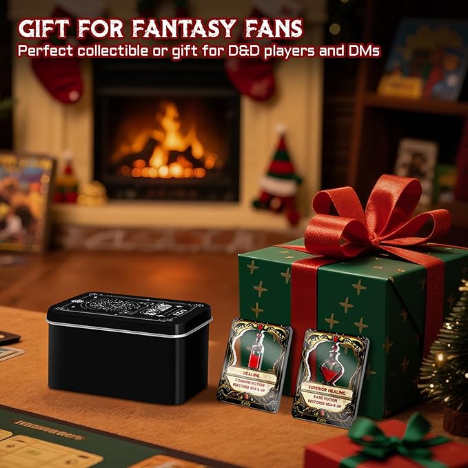 DND Healing Potion Cards Set - 15 Acrylic Fantasy Potion Tokens with Real Red Liquid | Ideal for Dungeon Masters, Tabletop RPG Players, Collectors & Immersive Game Nights (Style A)