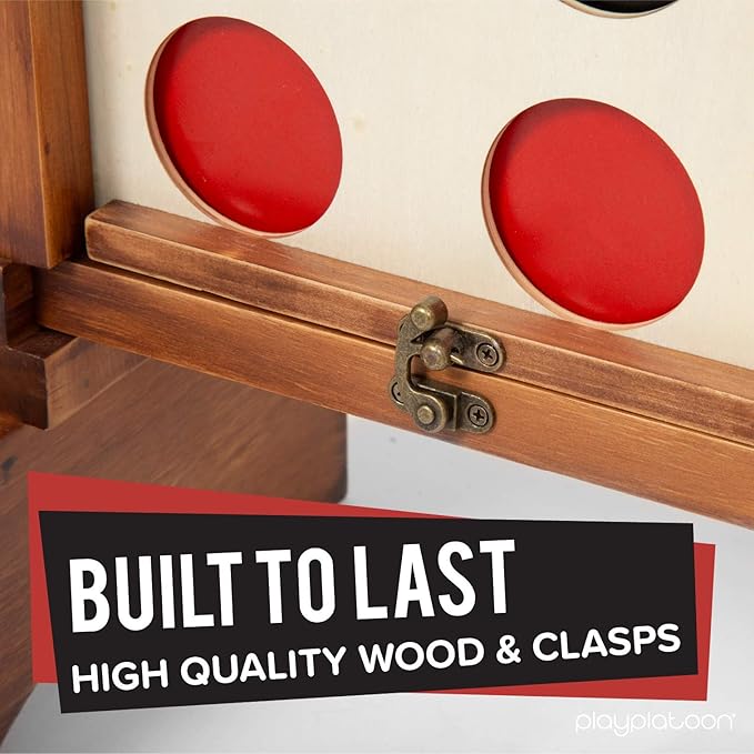 Play Platoon Giant 4 in a Row Game Outdoor, 4 in a Row with Coins, Case and Rules - Extra Large Yard Games for Adults and Family - Stained Wood