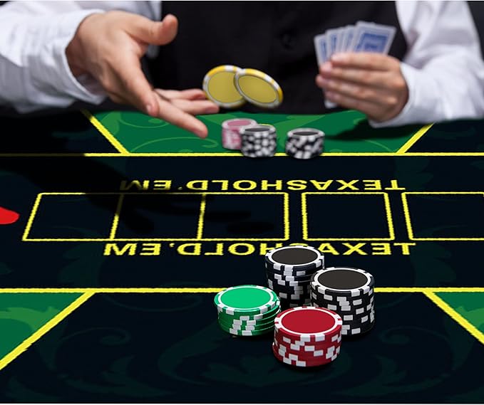 nuveti Poker Mat - 94 x47inch Non-Slip Poker Table Game Mat - Portable Rubber Waterproof Poker mat for Table 8-10 Player Card Game