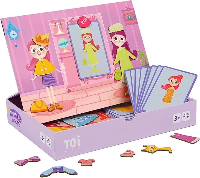 Toi Kids Magnet Toys Magnetic Jigsaw Puzzle Boxes with Game Board for Kids Ages 3-8, Preschool Tabletop Toy for Toddlers, Portable Travel Game, Princess