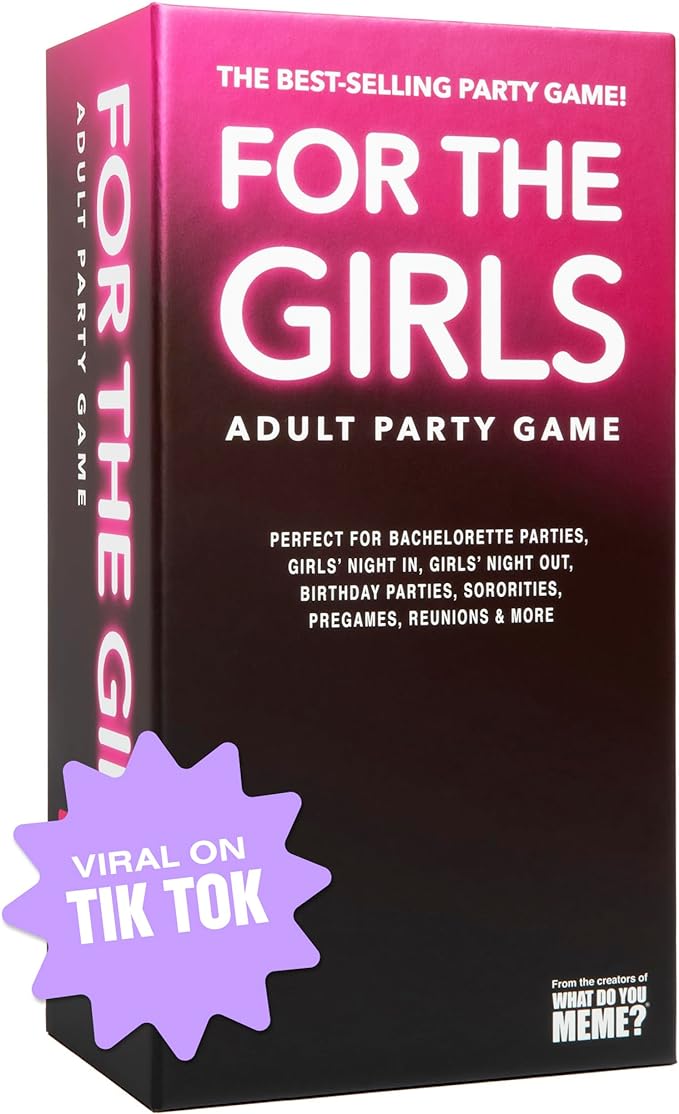 For The Girls Card Game by Relatable, The Viral Girls Night Adult Party Game, Great for Bachelorette Party Games, Girls Weekends and Fun Girls Trips, Includes a die, and 400 Cards Across 5 Categories