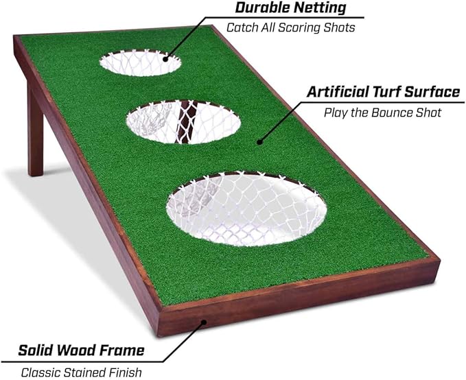 GoSports BattleChip PRO Golf Cornhole Game - Includes 4 ft x 2 ft Chipping Target, 16 Foam Balls, Hitting Mat, and Scorecard