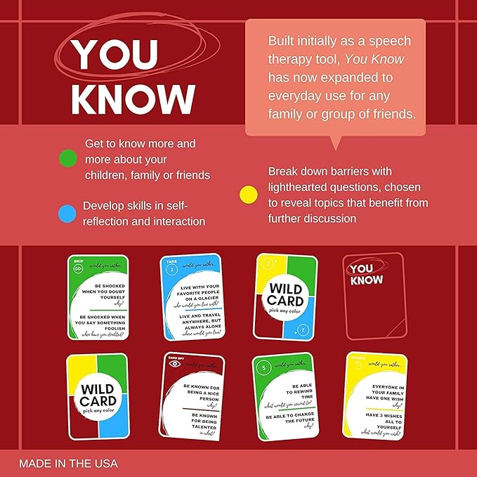 You Know Social Skills Games and Therapy Games, A Fun Game That Opens Communication and Encourages Meaningful Conversations to Establish Relationships