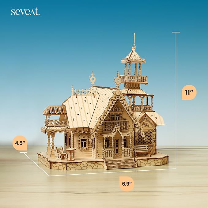 3D Puzzles for Adults & Teens – 267-Piece Wooden DIY Villa Wooden Model for Adults to Build, Brain-Teasing Puzzle Game for Any Occasion (Villa)