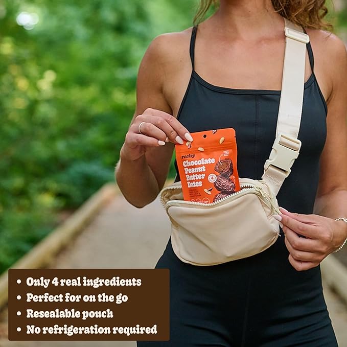 Realsy Peanut Butter Chocolate Filled Medjool Dates, Organic Dates with No Sugar Added, Gluten-Free, Vegan, Good Source of Fiber, Low Glycemic Index, All Natural Healthy Snack, (10 Pack)
