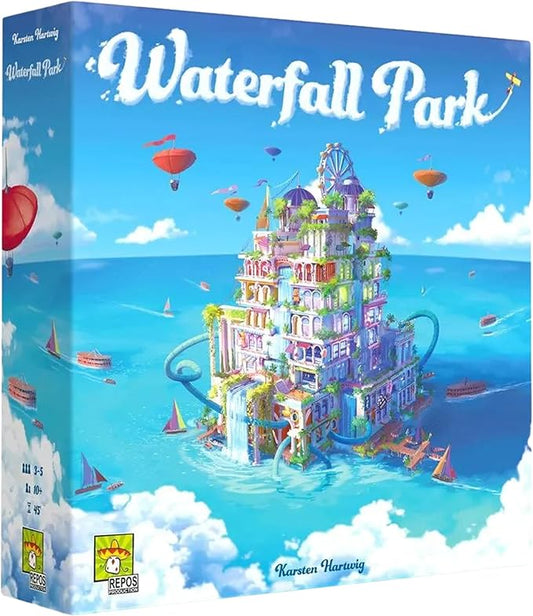Waterfall Park Board Game - Build The Ultimate Amusement Park! Strategy Game, Fun Family Game for Kids and Adults, Ages 10+, 3-5 Players, 45 Minute Playtime, Made by Repos Production