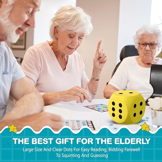 Shappy 6 Inches Foam Dice Fun Filled Large Educational Toy Kawaii Giant Dice Decorative Eva Foam Jumbo Cube Big Square Building Blocks for Game Nights Learning Sessions(Yellow,1 Pc)