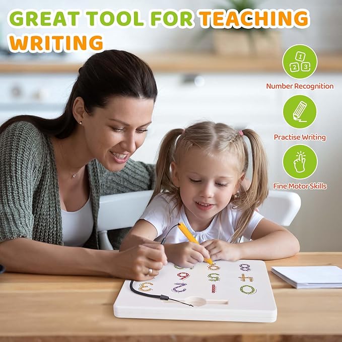 GAMENOTE Magnetic Number Tracing Board, 2 in 1 Double Sided Numbers 1-20 Writing Board for Toddlers & Kids, Preschool Handwriting Learning Toys, Educational Math Manipulatives