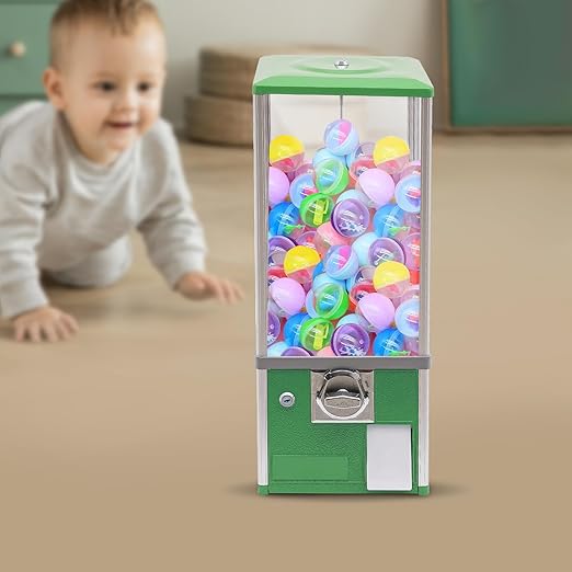 Vending Machine, Candy Gumball Machine Huge Load Capacity Gumball Bank Candy Buy Vending Machine Ball Diameter 1.06-1.77 Inch for Retail Stores Game Stores 10.24x10.24x25.2 in (Dark Green)