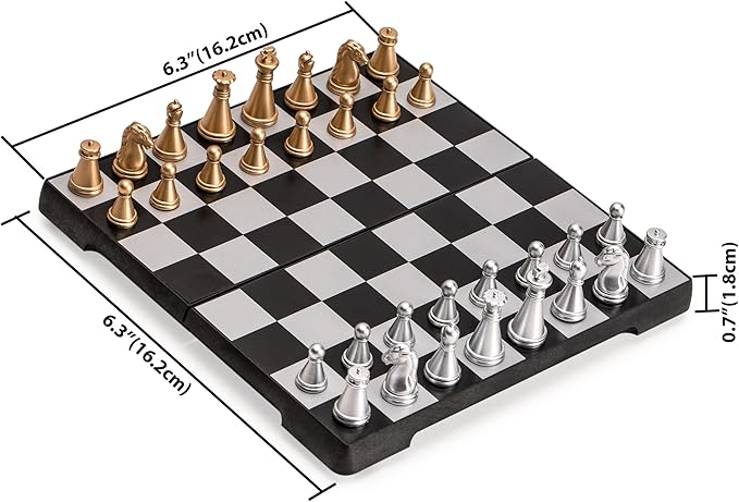 Yellow Mountain Imports Travel Magnetic Chess Mini-Set (6.3 Inches) - Compact, Folding, Educational Board Game