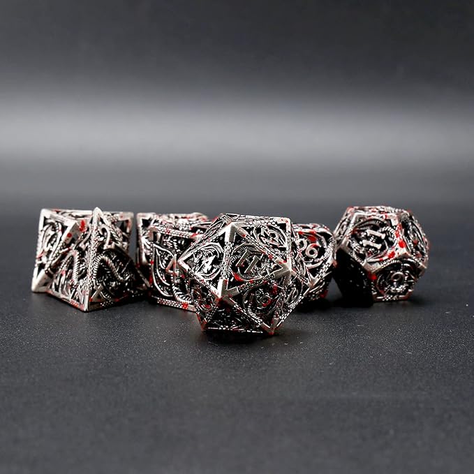 AncientDeer 7pcs Metal Polyhedral Dice Set - Hollow Pure Copper D&D Dice, Used for Dungeon and Dragons, Role-play RPG Games
