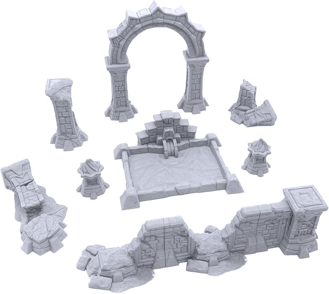 Forgotten Temple Expansion Set - DND Terrain Compatible with Dungeons and Dragons, 28mm Miniature Wargaming, Tabletop RPGs, Wargame Scenery