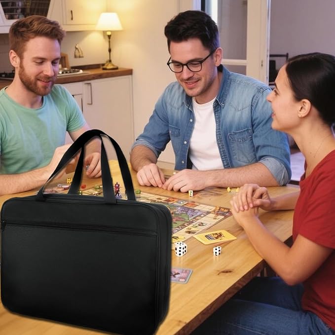 17-Pocket Board Game Organizer Carry Case - Storage & Travel Case for Games, Cards, Tokens, Dice Accessories.