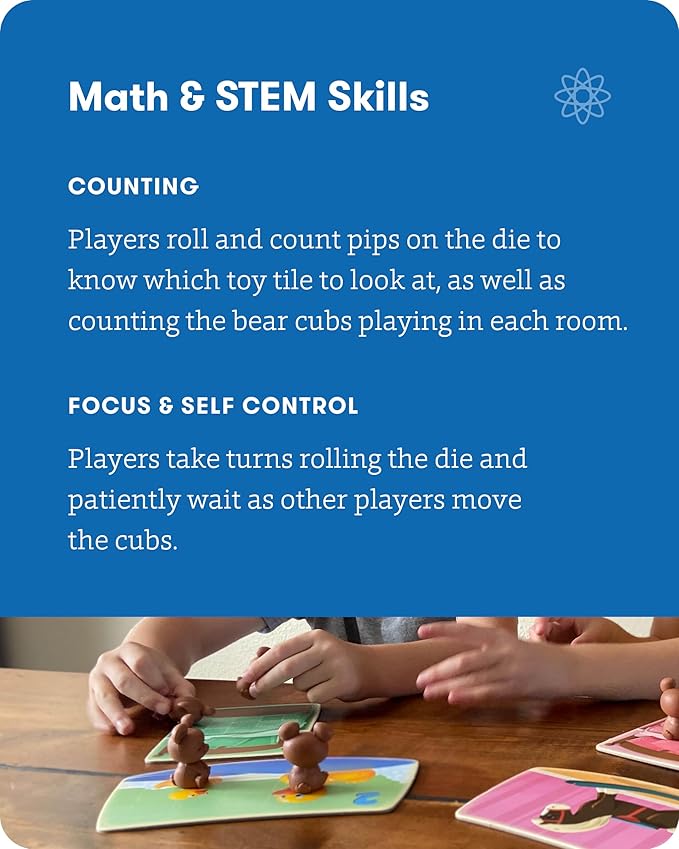 SimplyFun Uncle Beary’s Bedtime - an Engaging and Educational Toddler Game - Learn to Develop Counting Skills, Focus and Self Control - 2 to 4 Players, for Kids Ages 3 & Up