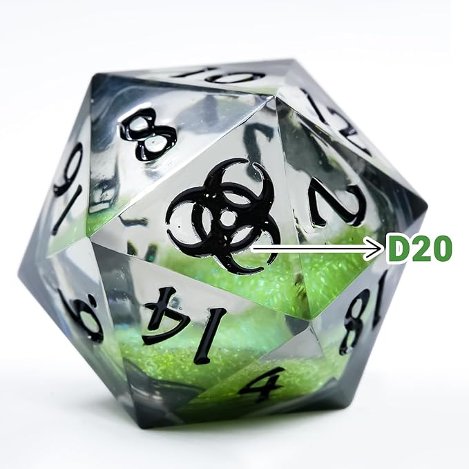 DND Dice Set - Handcrafted Liquid Core Sharp Edge 7-Die Resin Dice with Colorful Quicksand Effect,for DND, RPG, MTG, Tabletop Games(PLRGUE EUXRR)