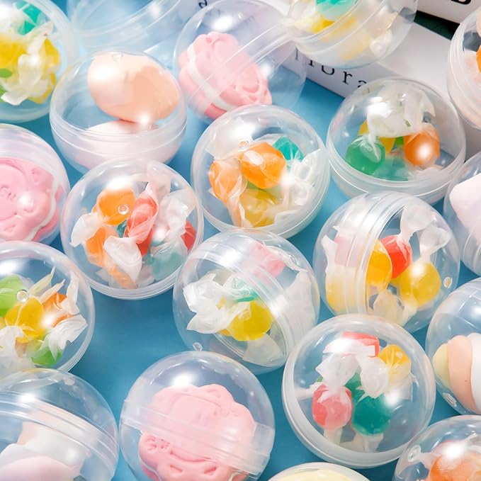 120 Pcs 2 Inch Empty Vending Machine Capsules Colored Round Capsules Toy Bulk Gumball Machines Plastic Balls Small Plastic Containers for Easter Party Favor Themed Gift (Clear)
