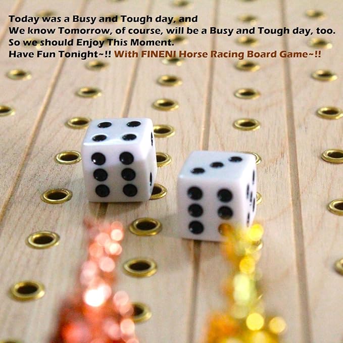 Horse Racing Game for Adults, Horse Race Board Game with 11 Luxurious Metal Horses (Gold, Silver, Black, Rose Gold), 22” Beech Wood Horse Race Game Board, Dice & Golden Card Included (Beech)