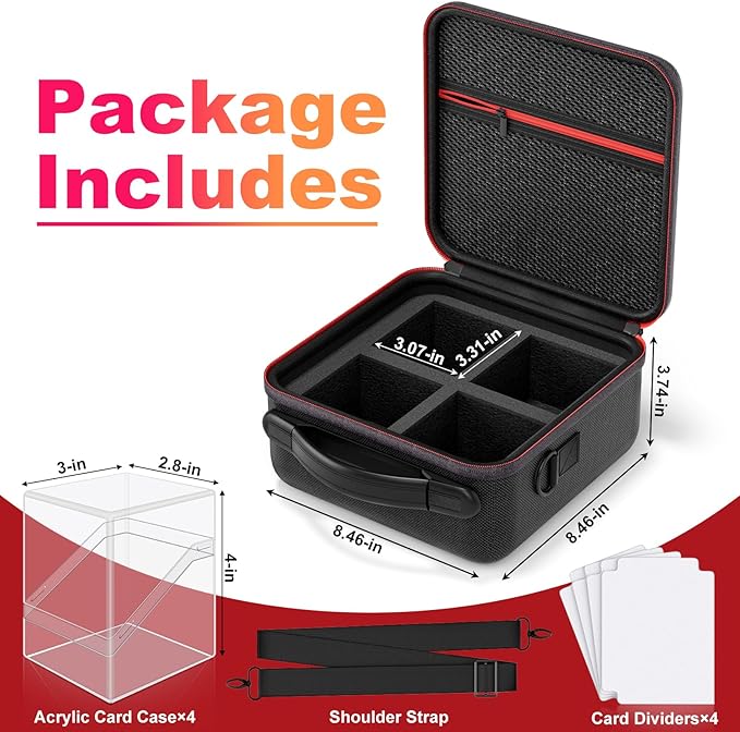 Card Deck Box with Portable Case, 4 Pack Clear Commander Deck Box with 4 Dividers, Holds 400+ Double Sleeved Cards, Fit for MTG, YuGiOh, TCG