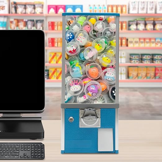 Candy Vending Machine, 1.06-1.77in Toy Capsule Vending Machine, Commercial Gumball Vending Machine, Candy Vending Machine for Home, Gaming Stores 10.24 * 10.24 * 25.2 in (Blue)