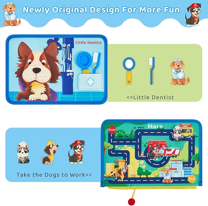 Busy Board Montessori Toys for 3 4 Year Old, Educational Activity Sensory Preschool Learning Toys for Toddlers, Travel Toys for Airplane Car,Pretend Play Toys for Boys Girls Birthday Gifts