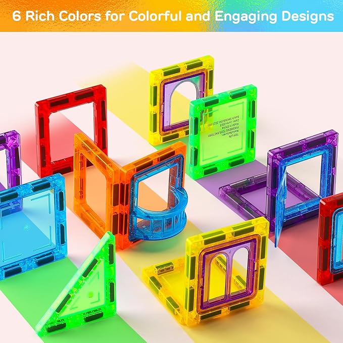 TOY Life Magnetic Tiles for Toddlers 3-5 62 Pcs Magnet Blocks for Kids Ages 4-8 STEM Tile Building Toys Birthday Gift for Boys and Girls