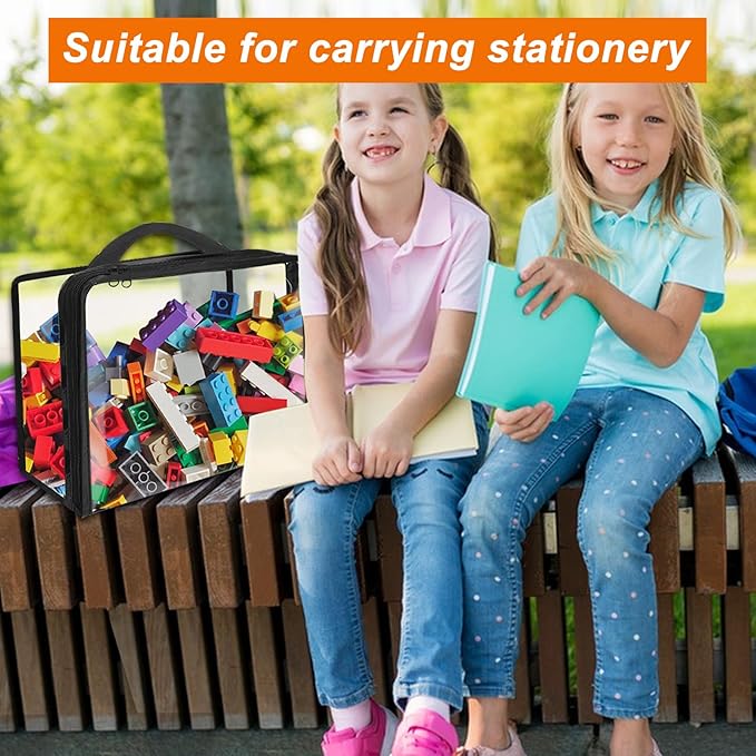 6 Pack Extra Large PVC Toy Storage Bags with Zippered Closure, Portable Toy Organizer for Board Games, Building Blocks, Books