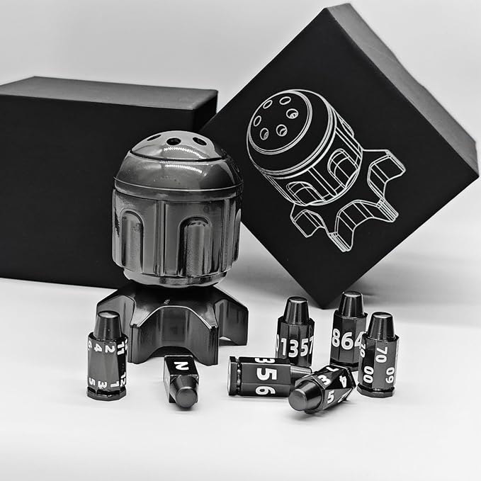 Roulette Dice Spinner for DND Dice Set, 7 Metallic Polyhedral D&D Dice with Gift Case for Dungeons and Dragon Game, RPG Role Playing Table Game Gifts (Black)