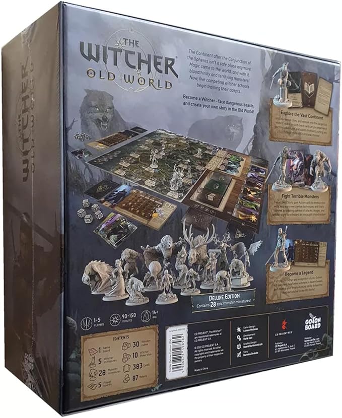 The Witcher Old World Deluxe Edition Board Game - Fantasy & Adventure Strategy Game for Adults, Ages 14+, 1-5 Players, 90-150 Min Playtime, Made by Go On Board
