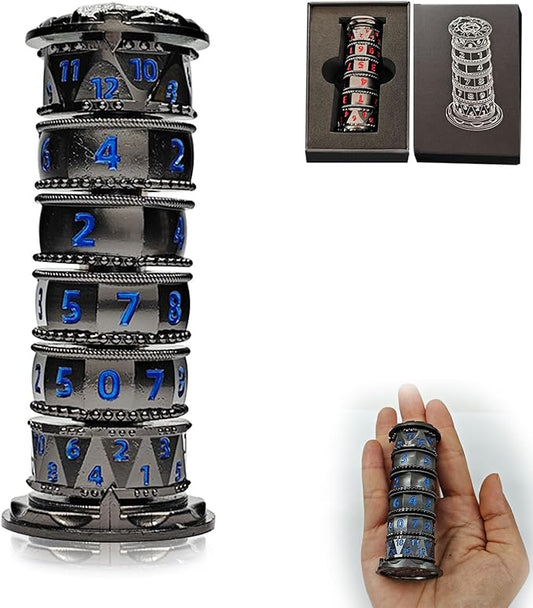 Dragonstone Keep Roulette Dice Spinner for DND Dice Set, 7-in-1 Dragon Metallic D&D Dice with Gift Case for Dungeons and Dragon Game, RPG Role Playing Table Game Gifts (Blue)