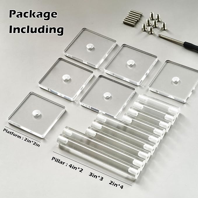 AAiphuwew 3pcs Combat Risers for Flying Miniatures, Adjustable Height Multi-Tiered Raised Platforms Flying Miniatures Combat Riser for Tabletop RPG and Board Games