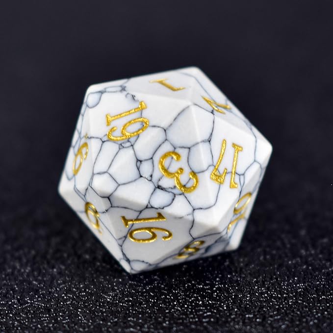 Gemstone DND Stone Dice Sets D&D 7 Pcs Polyhedral Dice Set Handmade, Turquoise Stone Dice Set Natural Gemstone Dice Sets with Metal Case for Dungeons and Dragons RPG MTG Tabletop Games