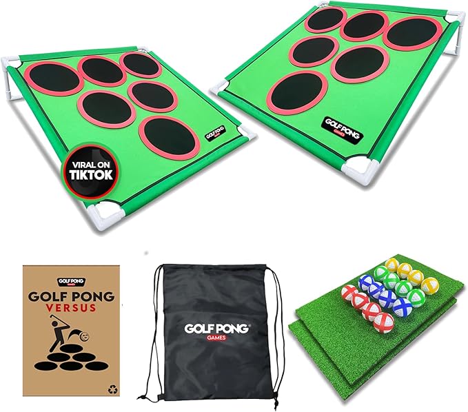 – Backyard Golf Game with 16 Chipping Velcro Balls & Mat, Yard and Outdoor Games for Adults & Family, Indoor Golf Set for Home, Beach or Party, Lawn Games for Adults & Family Outdoor