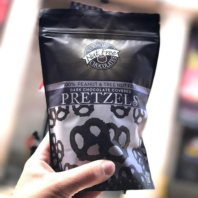 Vermont Nut Free Chocolates Covered Mini Twist Pretzels (Dark Chocolate) 7 Ounces, Nut-Free, Egg-Free, Kosher