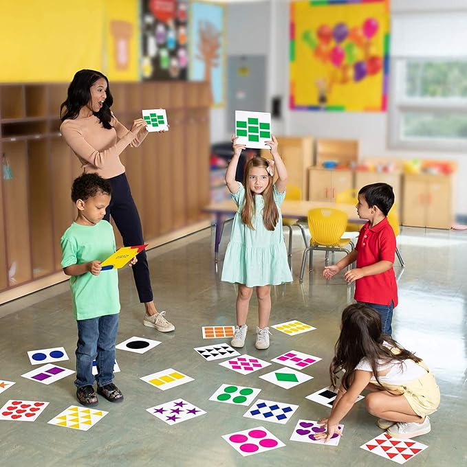 SPARK INNOVATIONS Shapes, Colors, Counting Floor Game, Large Flash Cards and Kids Game, Educational Learning Materials for Children, Matching Cards Toddler Games